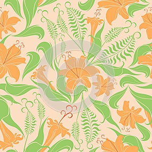 Floral Delicate Springtime Seamless Pattern Vector Textile Design
