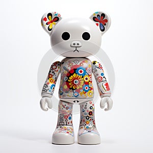 Floral Design Bear Figurine: A Takashi Murakami Inspired Vinyl Toy