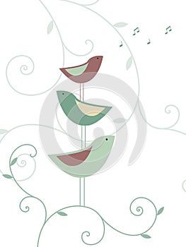 Floral design with birds