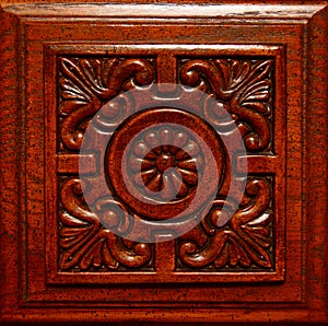 Floral Design Carved in Wood