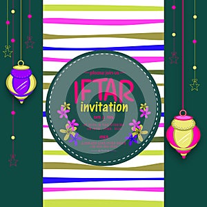 Floral design decorated invitation for holy month of Muslim community, Ramadan Kareem Iftar Party celebration