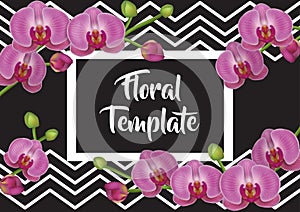 Floral design decoration template with phalenopsis orchid flowers