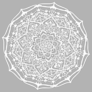 Floral design element. Line mandala isolated on grey background