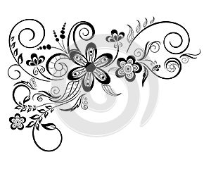 Floral design element with swirls