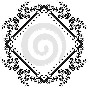 Floral design elements, ornamental vintage frames in black color, for various of cards. Vector