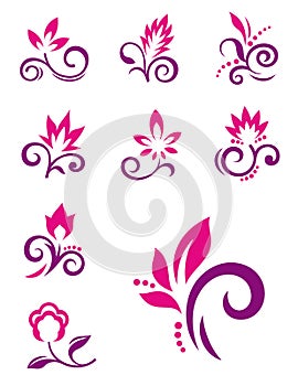 Floral design elements. Vector flower icons