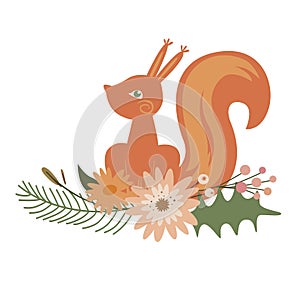 Floral design with squirrel