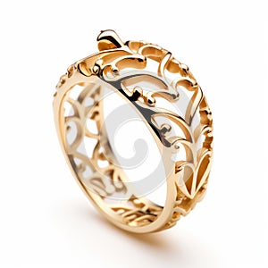 Floral Design Yellow Gold Ring Inspired By Crown