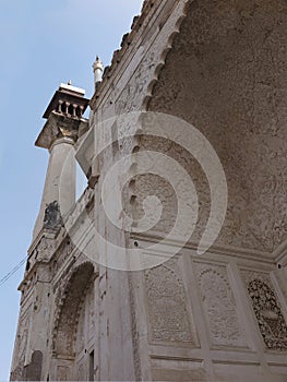 Floral designs and details on the walls of Bibi Ka Maqbara `Taj of the Deccan`, a mausoleum located in Aurangabad, India photo