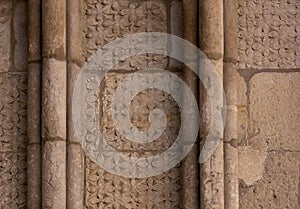 floral detail on the religious facade