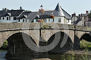 Floral display on Usk Bridge