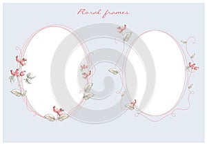 Floral dog-rose frames set