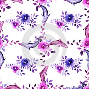 Floral dolphin pattern