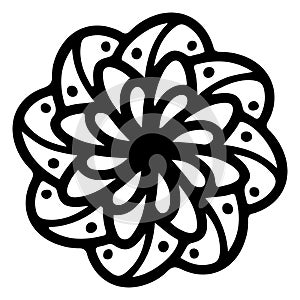 Floral doodle ornament One single flower page element tattoo