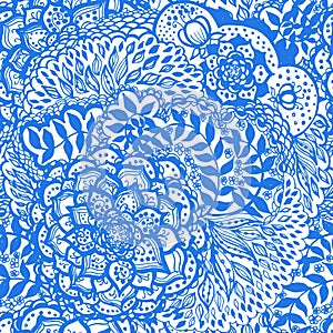 Floral doodle seamless wallpaper pattern.