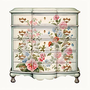 Floral Dresser From Lauren Kilmer\'s Collection - Highly Detailed Illustrations