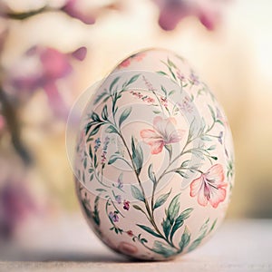 Floral Easter Egg: Delicate Spring Design, generative ai