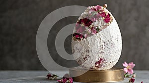 Floral Easter egg cake on gold stand