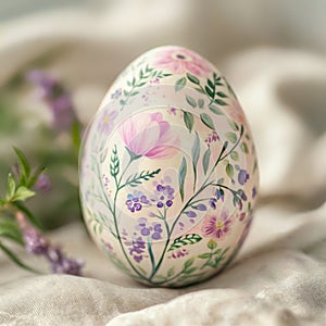 Floral Easter Egg: Delicate Spring Design, generative ai