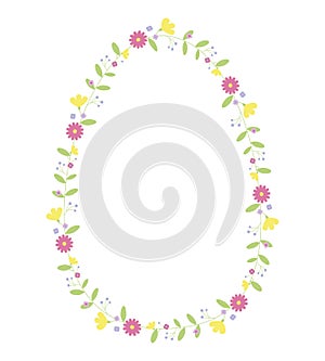 Floral egg shaped frame. Easter vector illustration