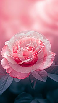 Floral elegance Beautiful pink red rose in spring bloom backdrop