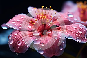 Floral elegance Botanical flower petal with water drop, romantic aesthetics