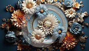 Floral elegance in an old fashioned wallpaper backdrop, a generative AI image generated by AI