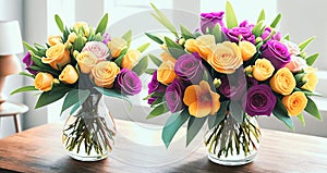 Floral Elegance. A vibrant bouquet of spring flowers arranged in a stylish vase