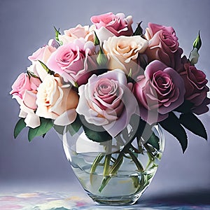 Floral Elegance. A vibrant bouquet of spring flowers arranged in a stylish vase