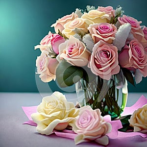 Floral Elegance. A vibrant bouquet of spring flowers arranged in a stylish vase