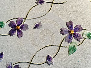 floral embroidery on a white cloth