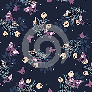 Floral Enchanted Garden Beauty Vector Seamless Pattern