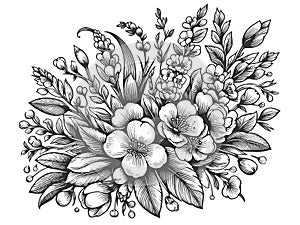 Floral Engraving engraving vector illustration