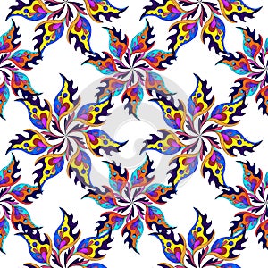 Floral ethnic motif. Ukrainian pattern. Seamless pattern. Decorative composition with floral motifs. Watercolor. Wallpaper