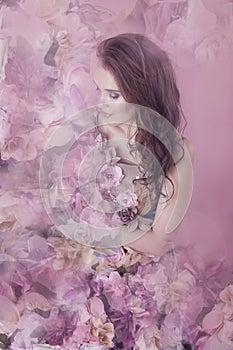 Floral fantasy woman in pink