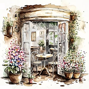 Floral Finesse: A Watercolor Garden Coffee Shop for Spring AI Generated