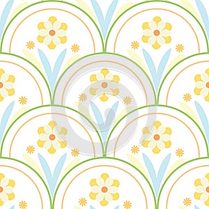 Floral fish scale pattern, colorful vector background