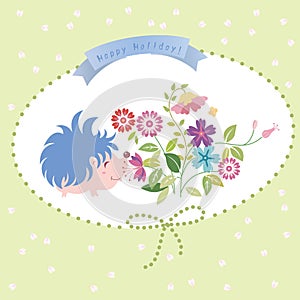 Floral flower and cute animal background