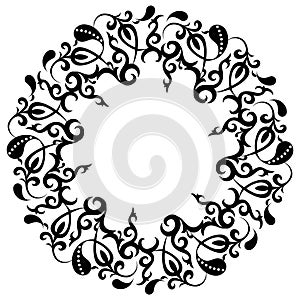 Floral frame, Asian ornaments, tattoo, vector illustration