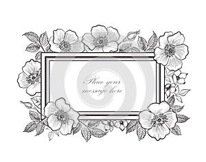 Floral frame background. Flower bouquet border. Floral vintage c