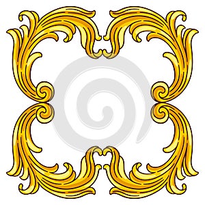 Floral frame in baroque style. Decorative curling plant.