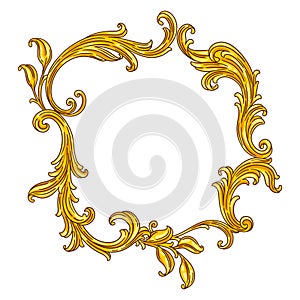 Floral frame in baroque style. Decorative curling plant.