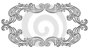 Floral frame in baroque style. Decorative curling plant.