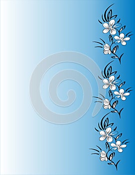 Floral frame on blue background