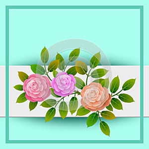 Floral frame with bouquet of roses. Ideal for integrating a personalized message or dedication allusive to various events or celeb photo