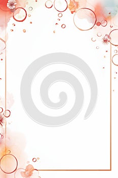floral frame with bubbles and flowers on a white background