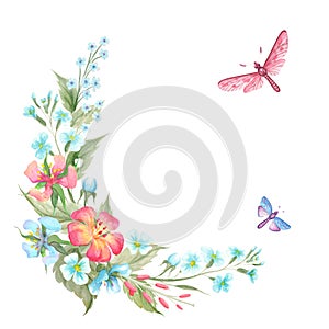 Floral frame with butterfly.