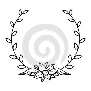 Floral frame circle outline icon design ilustration template vector