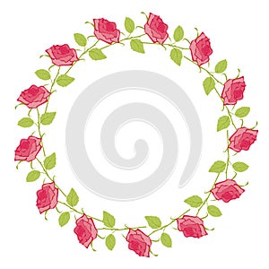 Floral Frame. Cute roses arranged in a shape of the wreath