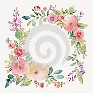 Floral Frame for Elegant Greeting Cards, Invitations, and Wedding Announcements with Copy Space